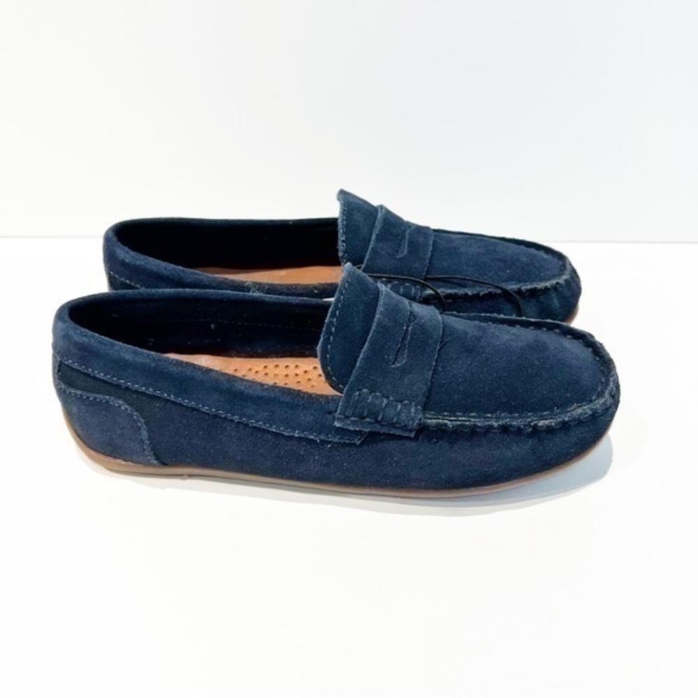 Zara leather suede navy blue shoes